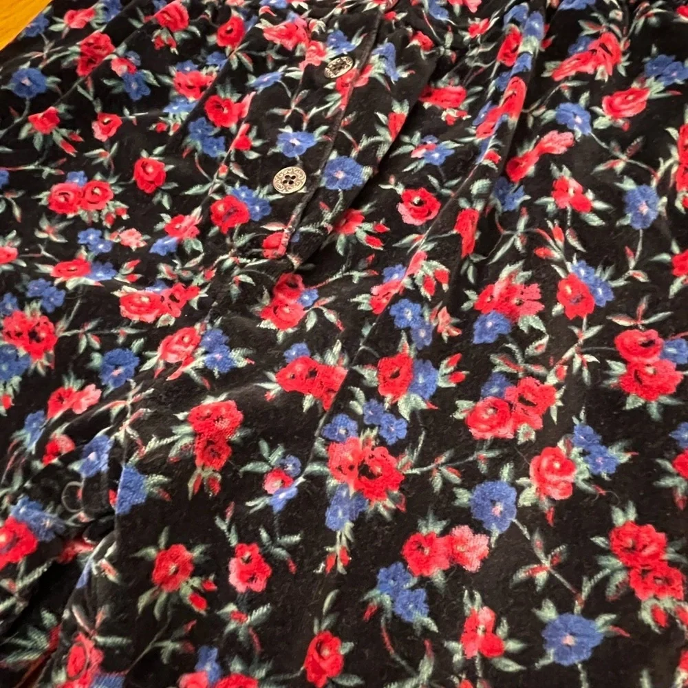 BABY GAP 90s Velvet Roses Floral Romper Cotton Vintage Style Classic Cottagecore